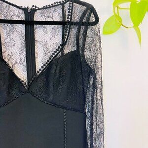 Nicholas Sheer Lace Bell Sleeve Cocktail Sheath Dress - Black - Size 6